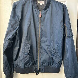 Wallace & Barnes Bomber Jacket in Navy Blue Size Large